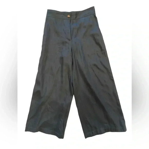 Club Monaco Linen Blend Blue Capri Wide Leg Pants Size 4 - Picture 6 of 10